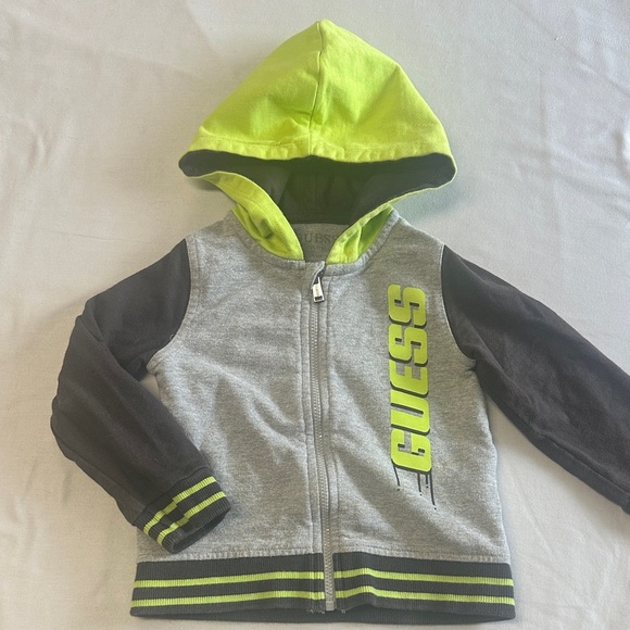 GUESS Kids Hoodie in Gray and Neon accents - Picture 1 of 4